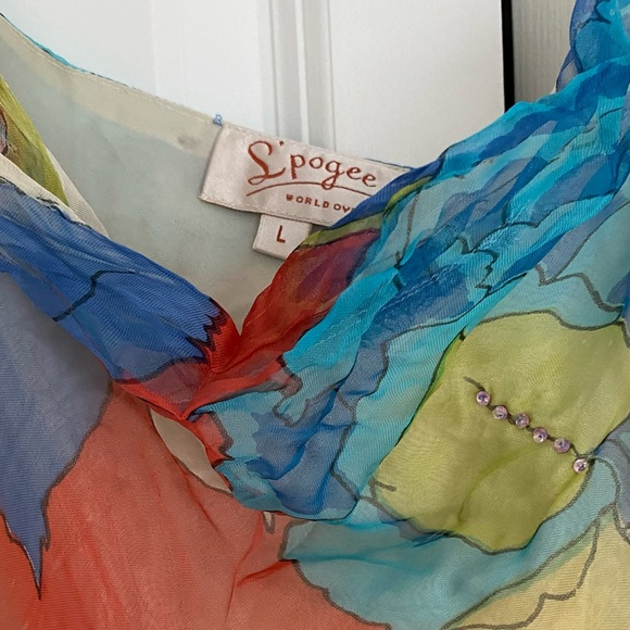 Spogee vintage 90’s silk floral abstract print size L - Picture 4 of 5